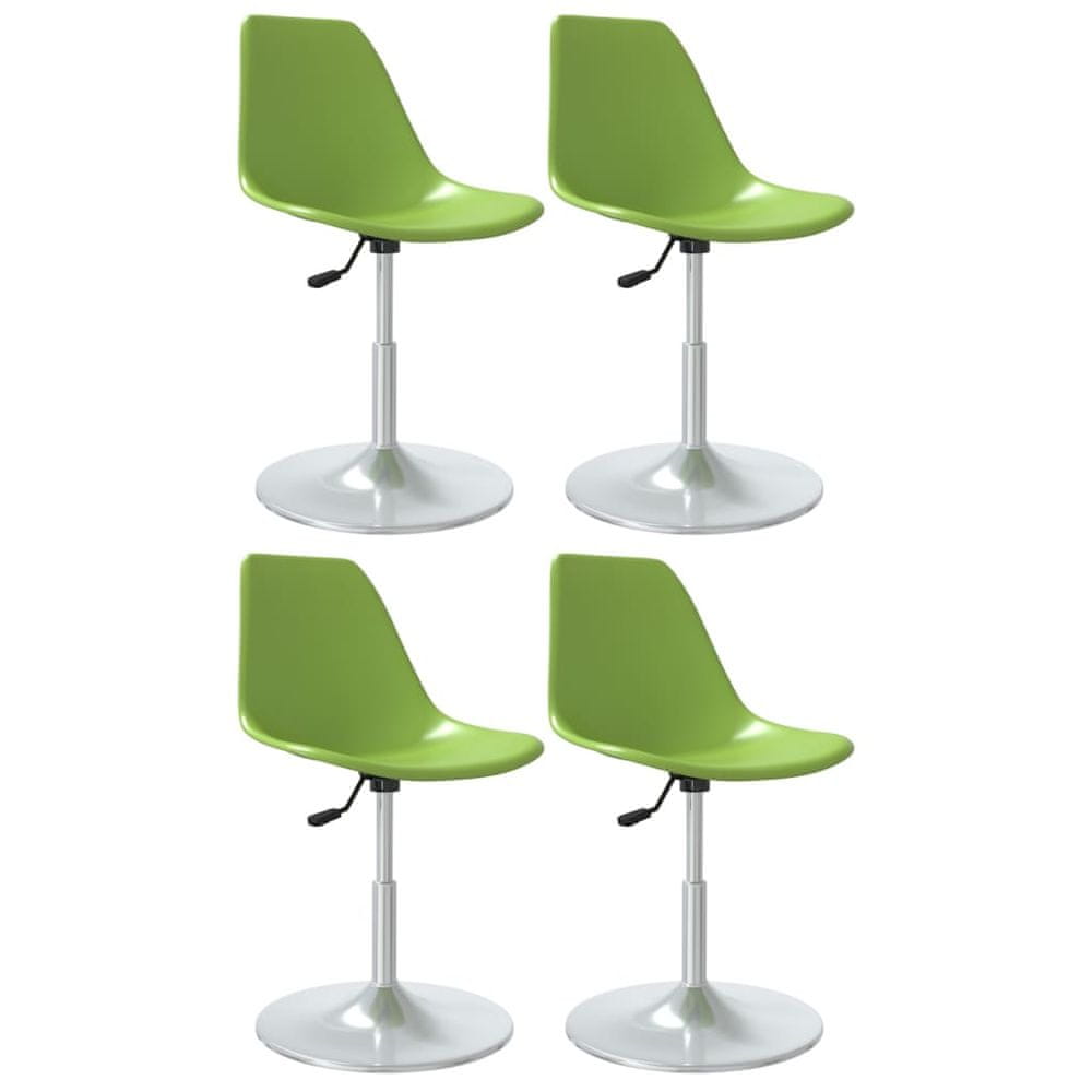 Vidaxl Otočné jedálenské stoličky 4 ks zelené PP